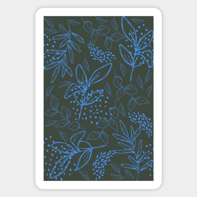 Light Blue leaves pattern Sticker by PedaDesign